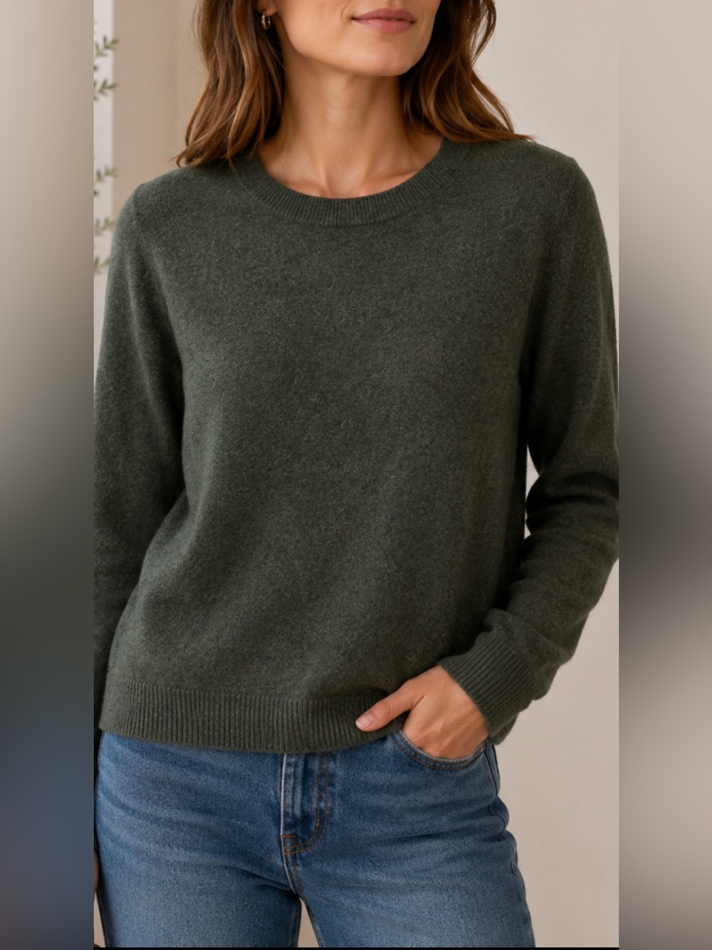 J.Crew Teddie Crewneck Sweater Women M Green Knit Pullover